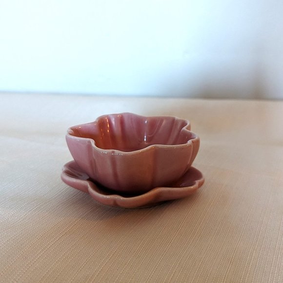 Cherry Blossom Sakura Pink Flower Ceramic Bowl Dish Plate Jewlery Tray 2 Pcs - Picture 2 of 4